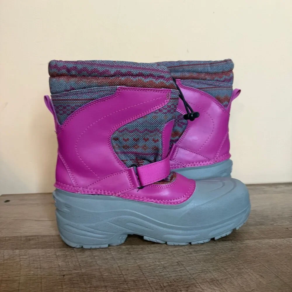 The North Face Youth big Girl size 7 Gray Pink/Gray Snow Winter Boots Insulation